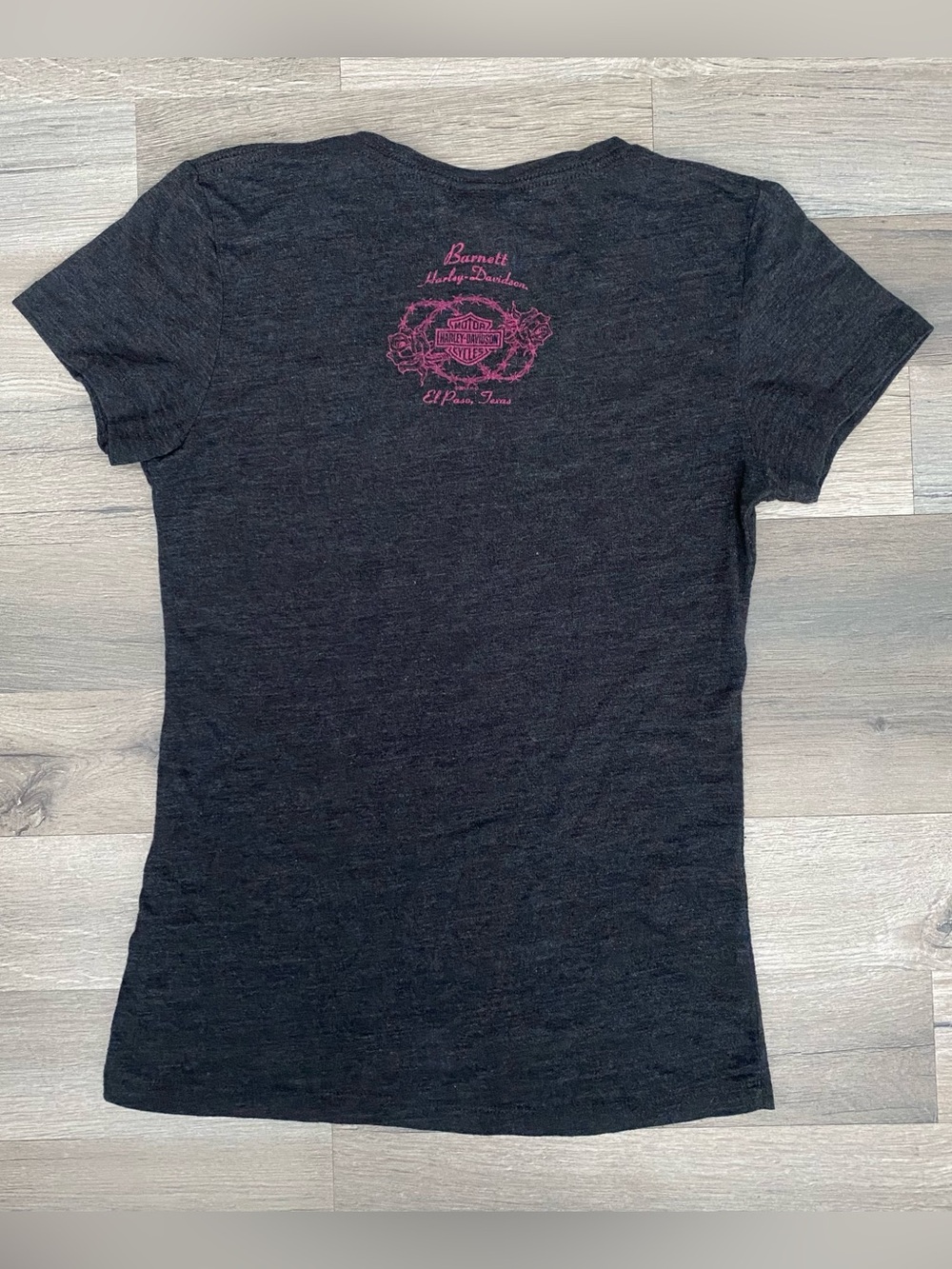 Harley Davidson Gray Pink Roses Flames El Paso TX Tee M - Picture 6 of 6